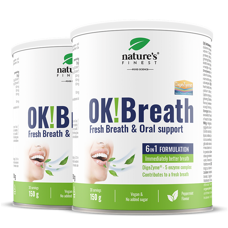 Nature’s Finest OK!Breath | podrška kod lošeg zadaha | DigeZyme enzimi s timijanom, đumbirom + vit. C za probavu i svjež osjećaj